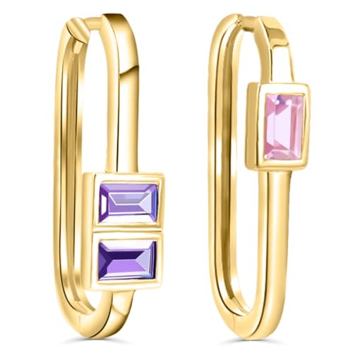 Gold Creolen 925 Silber Damen Ohrringe Zirconia Baguette Schliff minimalistisch NOBEL SCHMUCK von Nobel