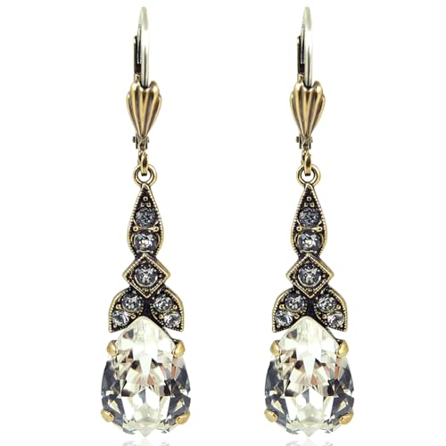 Jugendstil Ohrhänger Gold Kristalle goldene Ohrringe NOBEL SCHMUCK von Nobel