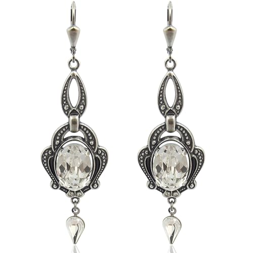 Jugendstil Ohrringe Marken Kristalle Silber Crystal Chandelier Ohrhänger NOBEL SCHMUCK von Nobel