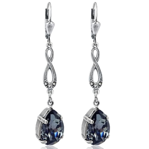 Jugendstil Ohrringe Marken Kristalle Silber Schwarz Infinity Schmuck NOBEL SCHMUCK von Nobel