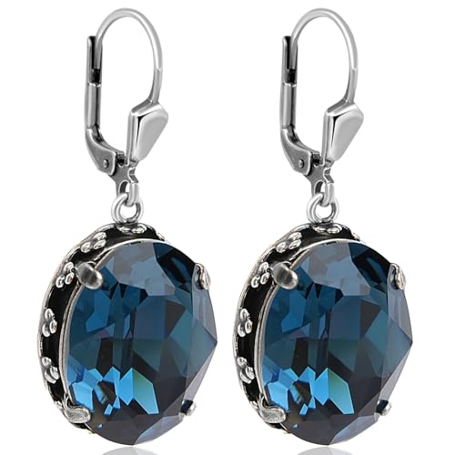 Jugendstil Ohrringe Silber Blau Marken-Kristalle aus Österreich Montana Dunkelblau Ohrhänger NOBEL SCHMUCK Jugendstil Ohrringe Silber Blau Marken-Kristalle aus Österreich Montana Dunkelblau Ohrhänger NOBEL SCHMUCK von Nobel