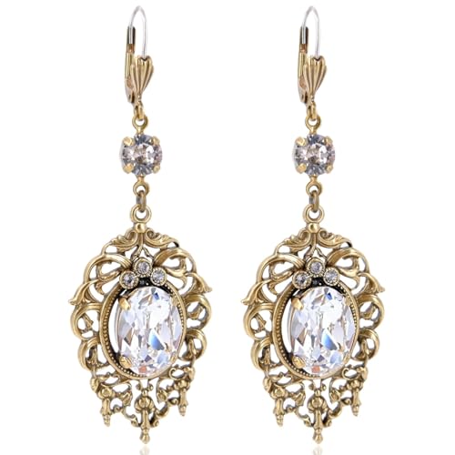 Jugendstil Ohrringe Marken Kristalle Gold Ohrhänger NOBEL SCHMUCK von Nobel