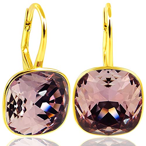 NOBEL SCHMUCK Ohrhänger 925 Silber vergoldet Mauve Kristalle Silberohrringe vergoldet von Nobel