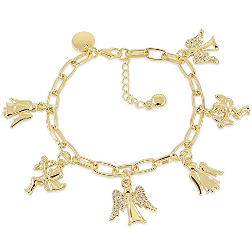 Nobel Bettelarmband Gold Armband Schutzengel mit Chaarms Swarovski Kristalle SCHMUCK von Nobel