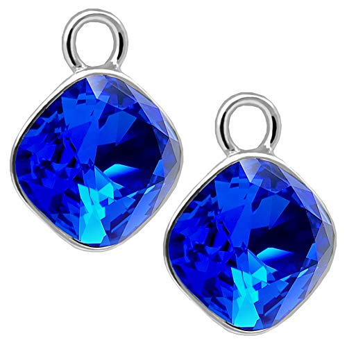 Charm Anhänger 2 Stück 925 Sterling Silber Blau für Creolen Markenkristalle NOBEL SCHMUCK von Nobel