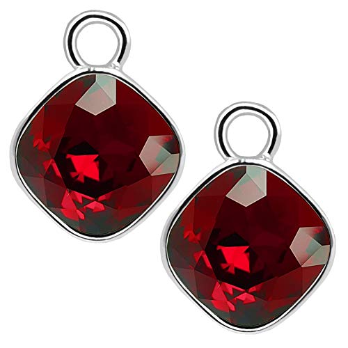 Charm Anhänger 2 Stück 925 Sterling Silber Rot für Creolen Markenkristalle NOBEL SCHMUCK von Nobel