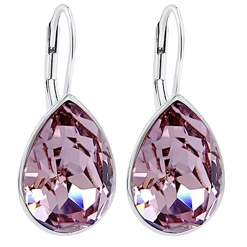 Nobel Schmuck Ohrringe Swarovski Kristalle Lila 925 Sterling Silber hypoallergen Braut Brautjungfern von Nobel