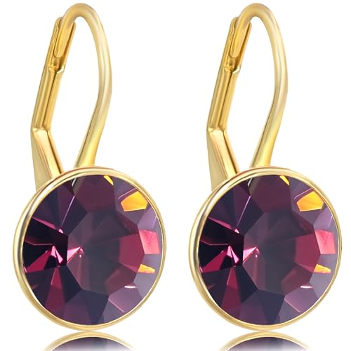 Ohrringe Gold 925 Silber Amethyst mit Markenkristallen NOBEL SCHMUCK von Nobel