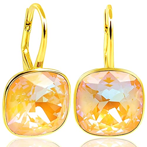 Ohrringe Orange Gold 925 Silber vergoldet Kristalle von Swarovski NOBEL SCHMUCK von Nobel