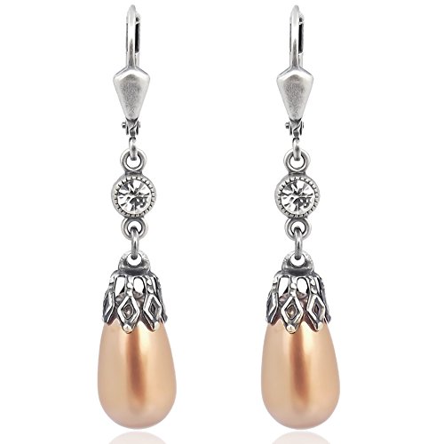 Perlen-Ohrringe mit Markenkristallen Silber Rose Gold Pearl NOBEL SCHMUCK von Nobel