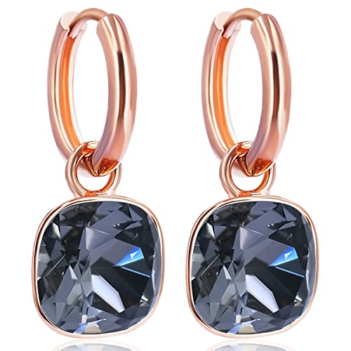 Rosegold Creolen Charm Anhänger Swarovski Kristalle Ohrringe 925 Sterling Schwarz NOBEL SCHMUCK von Nobel