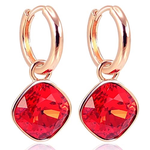 Rosegold Creolen Rot Charm Anhänger Swarovski Kristalle Ohrringe 925 Sterling NOBEL SCHMUCK von Nobel