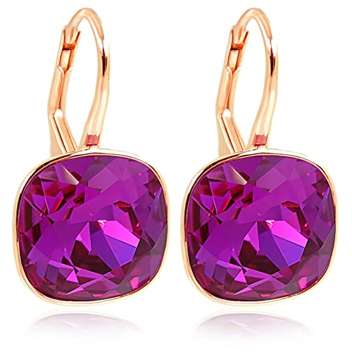 Rosegold Ohrringe 925 Sterling Silver Rotgold vergoldet Swarovski Kristalle Fuchsia NOBEL SCHMUCK von Nobel