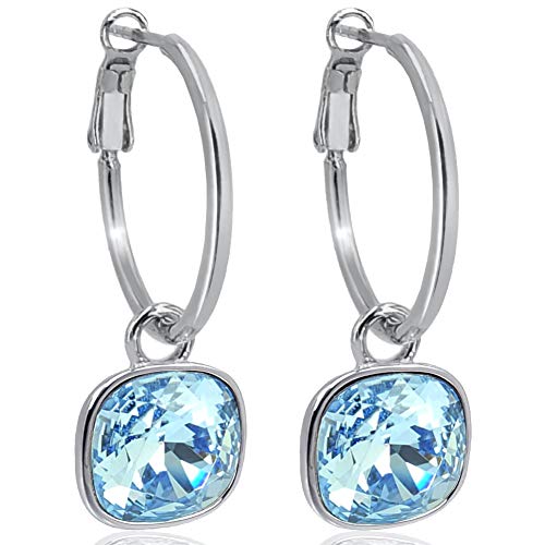 Silber-Creolen 925 Sterling Silver Anhänger Blau Swarovski Kristalle Ohrringe NOBEL SCHMUCK von Nobel