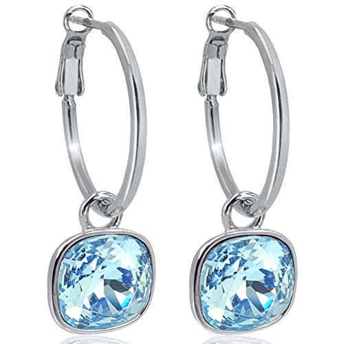 Silber-Creolen 925 Sterling Silver Anhänger Blau Markenkristalle Ohrringe NOBEL SCHMUCK von Nobel