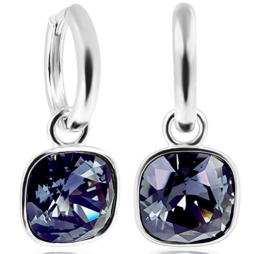 Silber-Creolen Charm Anhänger Schwarz Marken Kristalle Ohrringe 925 Sterling NOBEL SCHMUCK von Nobel