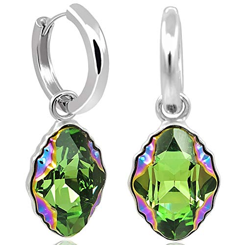 Silber Creolen mit Swarovski Kristalle Grün Silberohrringe 925 NOBEL SCHMUCK von Nobel