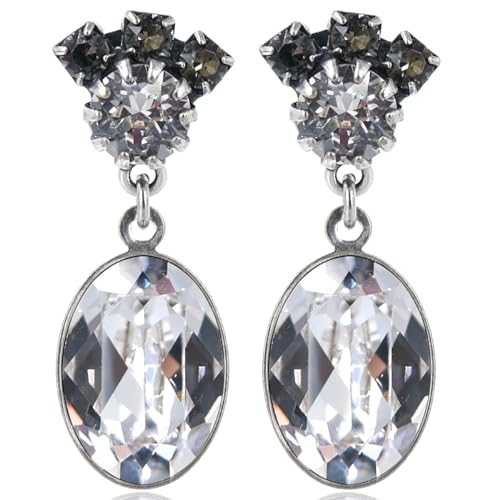 Silberne Ohrstecker Markenkristalle Crystal Ohrringe hängend NOBEL SCHMUCK von Nobel