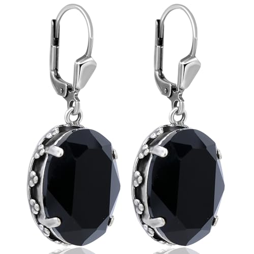 Silberohrringe Schwarz Gothic Kristall Damen Ohrhänger Silber NOBEL SCHMUCK von Nobel