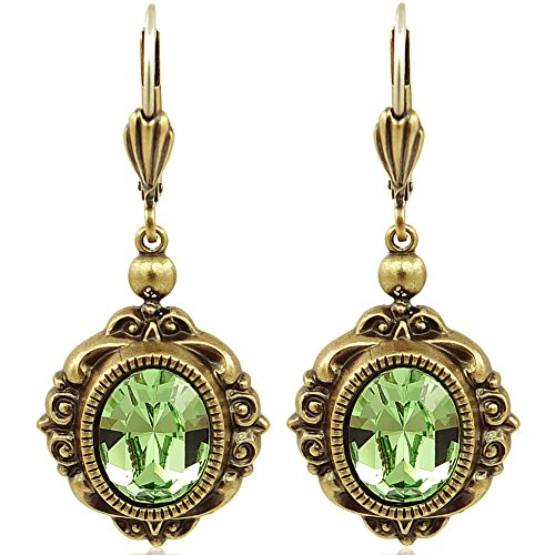 Vintage Ohrringe mit Markenkristallen Gold Grün NOBEL SCHMUCK von Nobel