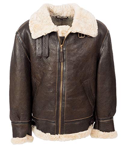 Noble House B-3 Genuine Fliegerjacke Herren Lederjacke Echtes Schaffell 20 mm (L) von Noble House