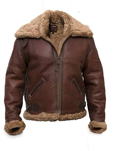 Noble House B-6 Shearling US Herren Fliegerjacke Lederjacke aus Schaffell (M) von Noble House