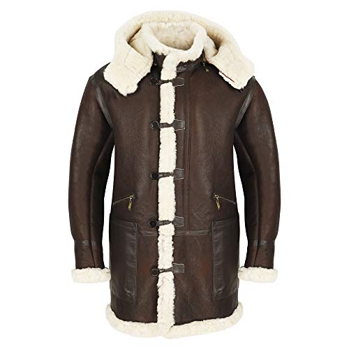 Noble House Herren Parka B-7 Wintermantel aus echtem Schaffell mit Kapuze NWT (3XL) von Noble House