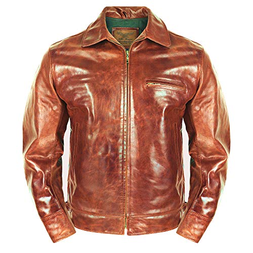 Noble House Motorradjacke Herren Lederjacke Highway Biker Jacke Stierleder aus Paraguay braun (M) von Noble House