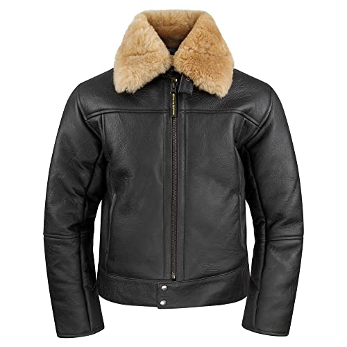 Noble House Stuka Mocca Herren Fliegerjacke Lederjacke Schaffell (M) von Noble House