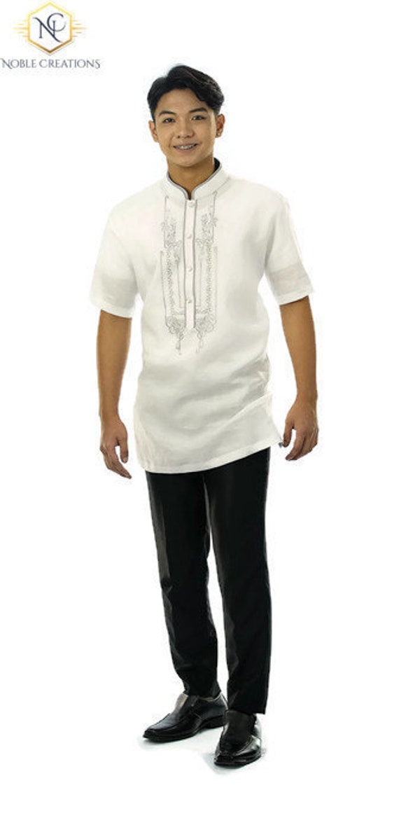 Barong Tagalog Leinen Gusot Mayaman Fillino Nationales Kostüm Filipiniana Abendkleid Für Herren - Weiß von NobleCreationsOnline