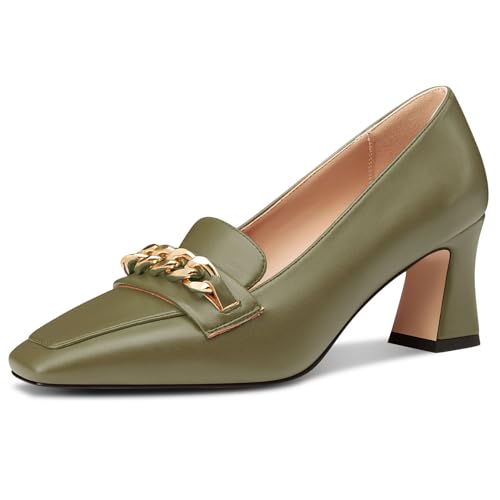 NobleOnly Damen Chunky Blockabsatz Absatz Heel Geschlossene Eckige Zehenkappe Loafers Schuhe Slip-on Pumps Metall Kette Lässig Schuhe 7 cm Heels Olivgrün 41 EU NobleOnly Damen Chunky Blockabsatz Absatz Heel Geschlossene Eckige Zehenkappe Loafers Schuhe Slip-on Pumps Metall Kette Lässig Schuhe 7 cm Heels Olivgrün 41 EU von NobleOnly