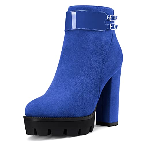 NobleOnly Damen Chunky Blockabsatz Hoher High Plateau Plattform Absatz Heel Runde Zehenkappe Stiefeletten Reißverschluss 12 CM Heels Stiefel Blau A 39 EU NobleOnly Damen Chunky Blockabsatz Hoher High Plateau Plattform Absatz Heel Runde Zehenkappe Stiefeletten Reißverschluss 12 CM Heels Stiefel Blau A 39 EU von NobleOnly