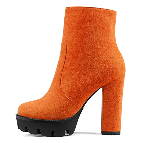NobleOnly Damen Chunky Blockabsatz Hoher High Plateau Plattform Absatz Heel Runde Zehenkappe Stiefeletten Reißverschluss Party Klassisch Stiefel Orange 39 EU NobleOnly Damen Chunky Blockabsatz Hoher High Plateau Plattform Absatz Heel Runde Zehenkappe Stiefeletten Reißverschluss Party Klassisch Stiefel Orange 39 EU von NobleOnly