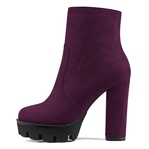 NobleOnly Damen Chunky Blockabsatz Hoher High Plateau Plattform Absatz Heel Runde Zehenkappe Stiefeletten Reißverschluss Party Klassisch Stiefel Violett A 38 EU NobleOnly Damen Chunky Blockabsatz Hoher High Plateau Plattform Absatz Heel Runde Zehenkappe Stiefeletten Reißverschluss Party Klassisch Stiefel Violett A 38 EU von NobleOnly