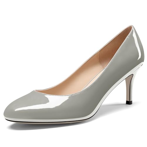 NobleOnly Damen Geschlossene Runde Zehenkappe Mittlerem Kitten Absatz Heel Slip-on Büroschuhe Pumps Dress Lässig Klassisch Schuhe 6.5 cm Heels Grau 40 EU NobleOnly Damen Geschlossene Runde Zehenkappe Mittlerem Kitten Absatz Heel Slip-on Büroschuhe Pumps Dress Lässig Klassisch Schuhe 6.5 cm Heels Grau 40 EU von NobleOnly