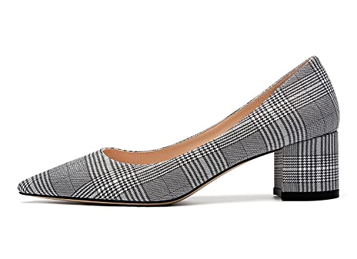 NobleOnly Damen High Heels Pumps Lederfutter Blockabsatz 5CM Heel Grau Schuhe EU 38.5 NobleOnly Damen High Heels Pumps Lederfutter Blockabsatz 5CM Heel Grau Schuhe EU 38.5 von NobleOnly