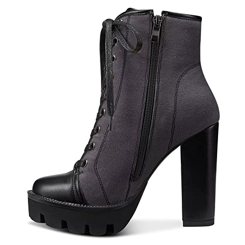 NobleOnly Damen Hoher Absatz Heel Plateau Plattform Runde Zehenkappe Stiefeletten Reißverschluss Schnüren Schnürung Reitstiefel Stiefel 13 CM Heels Grau 38 EU NobleOnly Damen Hoher Absatz Heel Plateau Plattform Runde Zehenkappe Stiefeletten Reißverschluss Schnüren Schnürung Reitstiefel Stiefel 13 CM Heels Grau 38 EU von NobleOnly