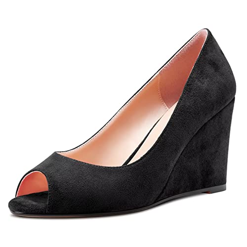 NobleOnly Damen Hoher High Keilabsatz Absatz Heel Peep Open Zehenkappe Sandalen Slip-on Hochzeit Büroschuhe Dress 8 CM Heels Schwarz 44 EU NobleOnly Damen Hoher High Keilabsatz Absatz Heel Peep Open Zehenkappe Sandalen Slip-on Hochzeit Büroschuhe Dress 8 CM Heels Schwarz 44 EU von NobleOnly