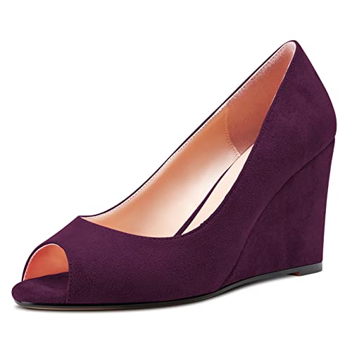 NobleOnly Damen Hoher High Keilabsatz Absatz Heel Peep Open Zehenkappe Sandalen Slip-on Hochzeit Büroschuhe Dress 8 CM Heels Violett A 40 EU NobleOnly Damen Hoher High Keilabsatz Absatz Heel Peep Open Zehenkappe Sandalen Slip-on Hochzeit Büroschuhe Dress 8 CM Heels Violett A 40 EU von NobleOnly
