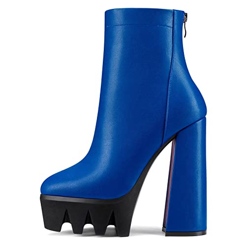 NobleOnly Damen Hoher High Plateau Plattform Absatz Heel Chunky Blockabsatz Spitze Zehenkappe Stiefeletten Reißverschluss Klassisch Dress Stiefel Blau 40 EU NobleOnly Damen Hoher High Plateau Plattform Absatz Heel Chunky Blockabsatz Spitze Zehenkappe Stiefeletten Reißverschluss Klassisch Dress Stiefel Blau 40 EU von NobleOnly