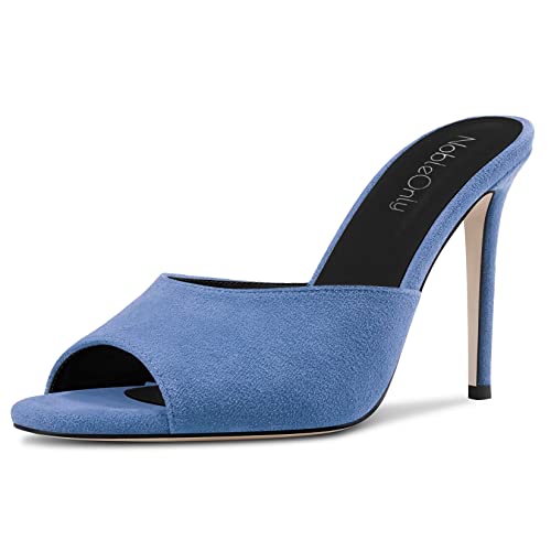 NobleOnly Damen Hoher High Stiletto Absatz Heel Peep Open Zehenkappe Slip-on Sandalen Lässig Büroschuhe Clear Klassisch Schuhe 10 CM Heels Blau 40 EU NobleOnly Damen Hoher High Stiletto Absatz Heel Peep Open Zehenkappe Slip-on Sandalen Lässig Büroschuhe Clear Klassisch Schuhe 10 CM Heels Blau 40 EU von NobleOnly