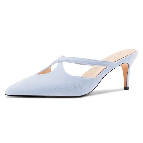 NobleOnly Damen Kitten Absatz Heel Spitze Zehenkappe Pantoletten Schuhe Absatz Heel Kreuzriemen Slip-on Lässig Pumps 6.5 cm Heels Hellblau 39 EU NobleOnly Damen Kitten Absatz Heel Spitze Zehenkappe Pantoletten Schuhe Absatz Heel Kreuzriemen Slip-on Lässig Pumps 6.5 cm Heels Hellblau 39 EU von NobleOnly