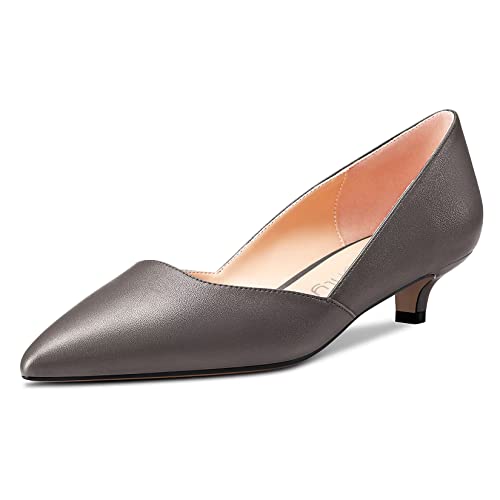 NobleOnly Damen Kitten Niedrige Absatz Heel Spitze Zehenkappe Pumps Slip-on Hochzeit Büroschuhe 3.5 cm Heels Metallisch 39 EU von NobleOnly