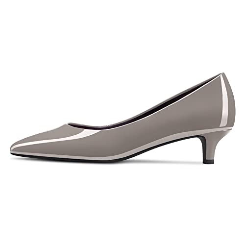 NobleOnly Damen Kitten Niedrige Absatz Heel Spitze Zehenkappe Pumps Slip-on Hochzeit Büroschuhe 3.5 cm Heels Schuhe Grau Lackleder 39 EU NobleOnly Damen Kitten Niedrige Absatz Heel Spitze Zehenkappe Pumps Slip-on Hochzeit Büroschuhe 3.5 cm Heels Schuhe Grau Lackleder 39 EU von NobleOnly