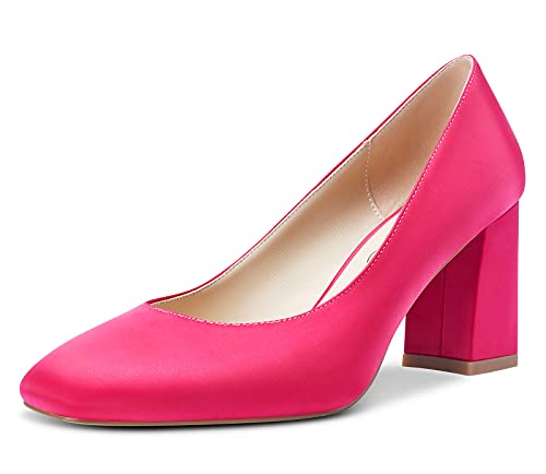 NobleOnly Damen Lederfutter Quadratische Zehe High Heels Pumps Blockabsatz 7.5CM Heel Pink Satin Schuhe EU 43.5 NobleOnly Damen Lederfutter Quadratische Zehe High Heels Pumps Blockabsatz 7.5CM Heel Pink Satin Schuhe EU 43.5 von NobleOnly