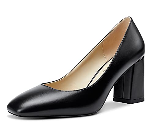 NobleOnly Damen Lederfutter Quadratische Zehe High Heels Pumps Blockabsatz 7.5CM Heel Schwarz Matte Schuhe EU 45 NobleOnly Damen Lederfutter Quadratische Zehe High Heels Pumps Blockabsatz 7.5CM Heel Schwarz Matte Schuhe EU 45 von NobleOnly