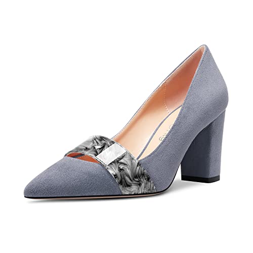 NobleOnly Damen Mittlerem Chunky Blockabsatz Absatz Heel Spitze Zehenkappe Slip-on Büroschuhe Lässig Party Pumps Dress Klassisch Schuhe 8 cm Heels Grau 41 EU NobleOnly Damen Mittlerem Chunky Blockabsatz Absatz Heel Spitze Zehenkappe Slip-on Büroschuhe Lässig Party Pumps Dress Klassisch Schuhe 8 cm Heels Grau 41 EU von NobleOnly