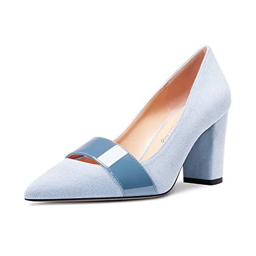NobleOnly Damen Mittlerem Chunky Blockabsatz Absatz Heel Spitze Zehenkappe Slip-on Büroschuhe Lässig Party Pumps Dress Klassisch Schuhe 8 cm Heels Hellblau 41 EU NobleOnly Damen Mittlerem Chunky Blockabsatz Absatz Heel Spitze Zehenkappe Slip-on Büroschuhe Lässig Party Pumps Dress Klassisch Schuhe 8 cm Heels Hellblau 41 EU von NobleOnly