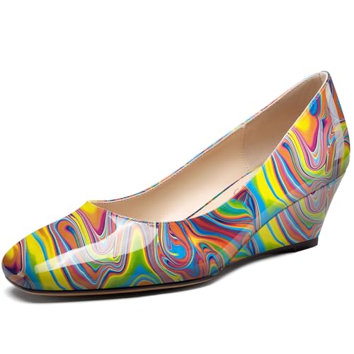 NobleOnly Damen Mittlerem Keilabsatz Absatz Heel Eckige Zehenkappe Slip-on Pumps Lässig Büroschuhe Dress Klassisch Schuhe 5 cm Heels Buntes Graffiti 42 EU NobleOnly Damen Mittlerem Keilabsatz Absatz Heel Eckige Zehenkappe Slip-on Pumps Lässig Büroschuhe Dress Klassisch Schuhe 5 cm Heels Buntes Graffiti 42 EU von NobleOnly