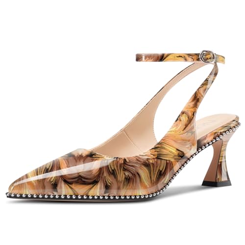 NobleOnly Damen Mittlerem Kitten Absatz Heel Slingback Pumps Spitze Zehenkappe Knöchelriemen Dress Lässig Abschlussball Pumps 6.5 cm Heels Gelb Wirbel 43 EU NobleOnly Damen Mittlerem Kitten Absatz Heel Slingback Pumps Spitze Zehenkappe Knöchelriemen Dress Lässig Abschlussball Pumps 6.5 cm Heels Gelb Wirbel 43 EU von NobleOnly